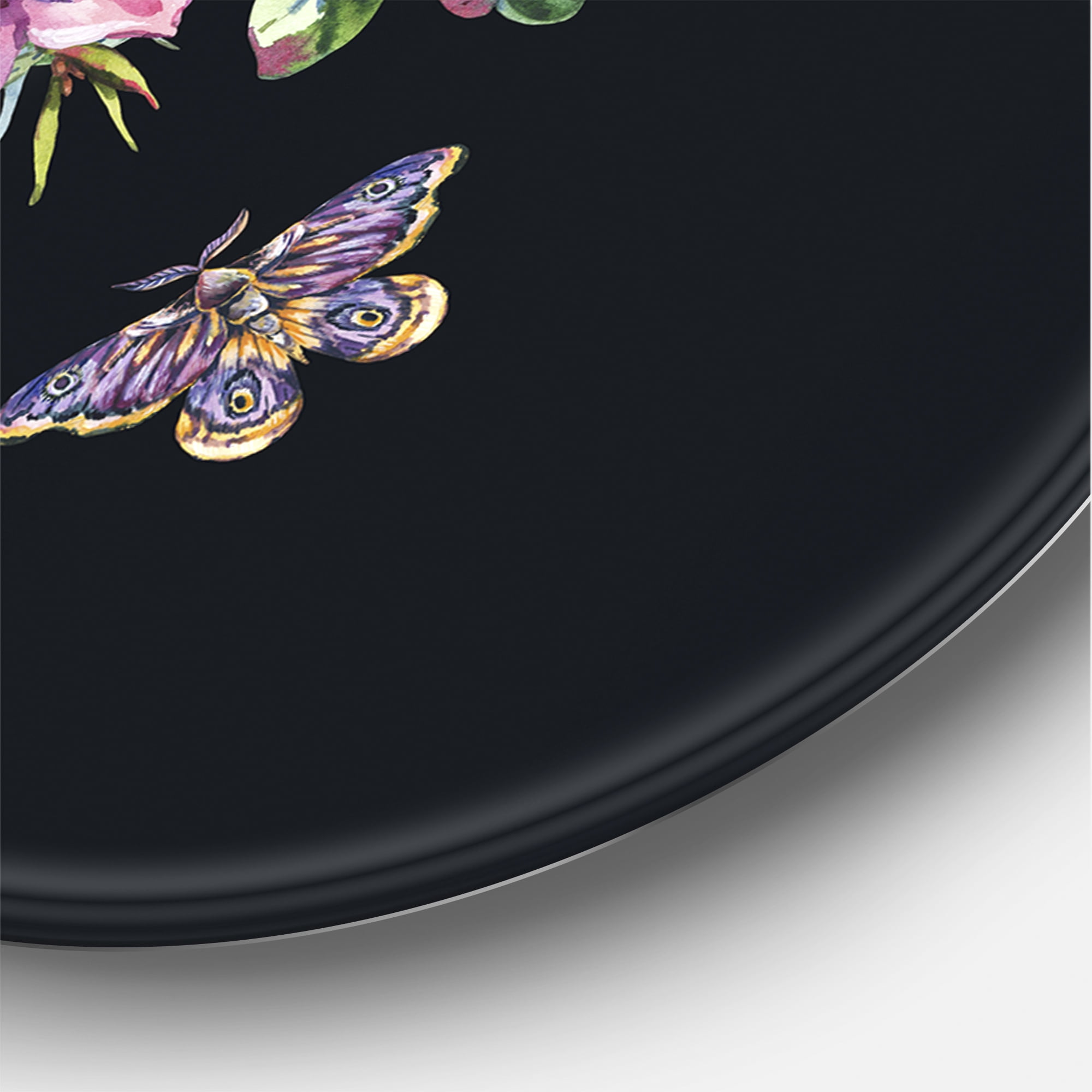 Designart 'Little Bird Sitting On Colourful Bouquet Of Wildflowers II' Traditional Circle Metal Wall Art 29x29 - Disc of 29