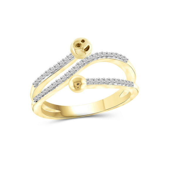 JewelersClub Stackable Diamond Rings for Women – 1/5 Carat White Diamond Ring Jewelry– 14K Gold Plated Silver Stackable Bands for Women –– Stackable Ring Set by JewelersClub