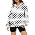 thumbnail image 2 of BiZtdJrK Polka Dot Hoodie Women Oversized Long Sleeve Sweatshirts with Pocket Lightweight Workout Athletic Hooded Pullover White L, 2 of 5