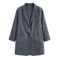 thumbnail image 4 of YgkuHd Fall Blazers for Women V-Neck Lapel Button Down Long Sleeve Cotton Linen Blend Vintage Suit Jacket Casual Work Outfits,Black_XL, 4 of 7