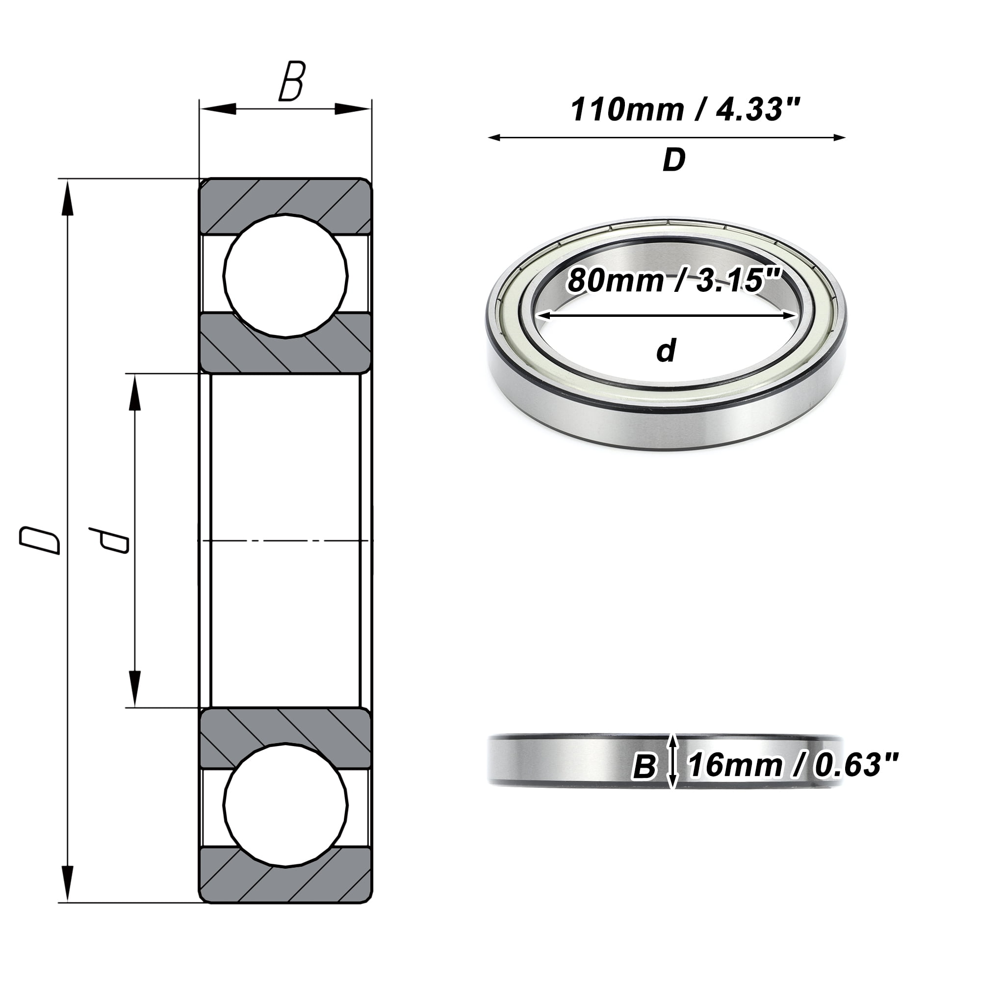 6916ZZ Deep Groove Ball Bearings 80x110x16mm 1 Pc Lubricated Bearings Scooter Skateboard Wheel