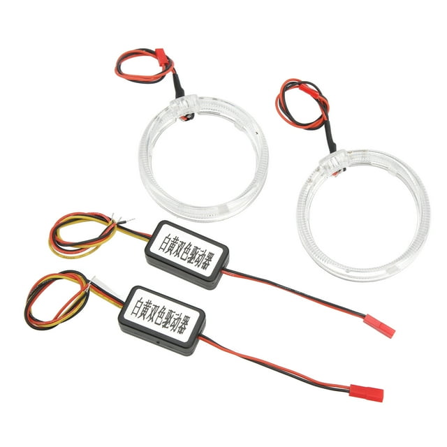 Par de faros LED con ojos de ángel de 9 a 36 V, lámpara de señal, anillos de halo, color blanco, ámbar, doble color, decorativos para coche, 80 mm/3,15 pulgadas