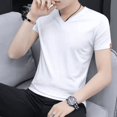 thumbnail image 5 of Camisetas holgadas con cuello en V para hombre, camisetas sencillas, ropa de calle informal, camisetas para hombre, camisetas estampadas, venta al por mayor, suaves, góticas, grunge, originales, 5 of 5