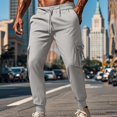 thumbnail image 2 of Mens Casual Cargo Joggers Drawstring Elastic Waist Tapered Work Cargo Pants Outdoor Hiking Pants With Pockets, 2 of 7