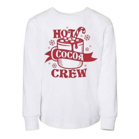 

TeesAndTankYou Hot Cocoa Crew Toddler Kids Long Sleeve T-Shirt 4T White