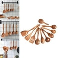 thumbnail image 4 of Rongfmy Japanese Wooden Kitchen Utensils Set Nonstick Long Handle Cookware 10pcs, 4 of 9