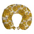 thumbnail image 1 of Floral Travel Pillow Neck Rest, Lily Carnation Bouquet Beauty Botany Field Flourishing Mother Nature Theme, Memory Foam Traveling Accessory Airplane and Car, 12", Earth Yellow Beige, by Ambesonne, 1 of 2