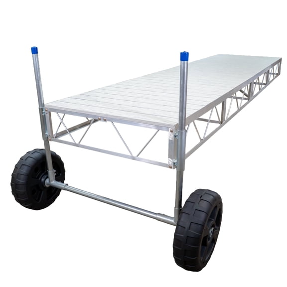 Patriot Docks 16' Straight Roll-in Pipe Dock with Gray Aluminum Decking (10523)