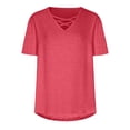 thumbnail image 5 of Summer Saving pimelu USSUMA T-Shirts for Women Trendy Solid Color Cute Petal Sleeve Loose Womens Blouses and Tops Dressy Casual Summer V Neck Short Sleeve Tshirts Shirts Tunic for Women, 5 of 9