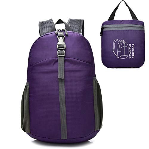 Epicgadget Lightweight Water Resistant Travel Daypack Hiking Camping Outdoor Foldable Backpack (Purple)