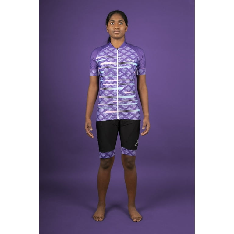 Women's MTB Cycling Jersey & Bib Shorts Set – Purple/Black, Quick-Dry Summer Bike Gear