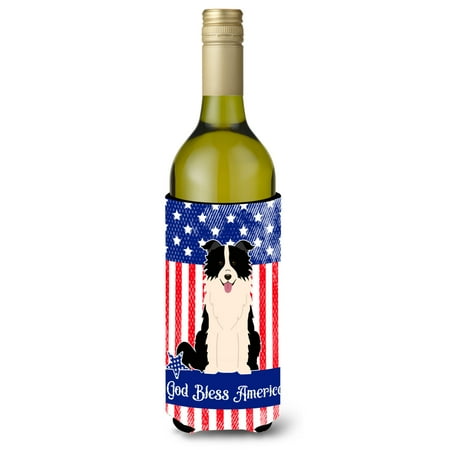 

Carolines Treasures BB3113LITERK Patriotic USA Border Collie Black White Wine Bottle Beverge Insulator Hugger Wine