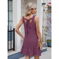 thumbnail image 2 of SHIBEVER Dresses for Women Summer Casual Sleeveless Womens Dresses Flowy Midi Elegant Ruffle Tank Dress Tiered Round Neck Purple Comfort Mini Dress S, 2 of 6