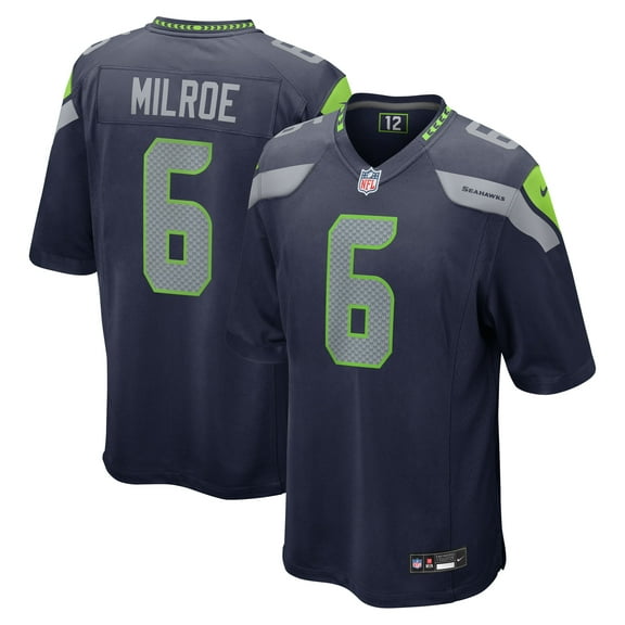 Men's Nike Jalen Milroe College Navy Seattle Seahawks 2025 NFL Draft Game Jersey