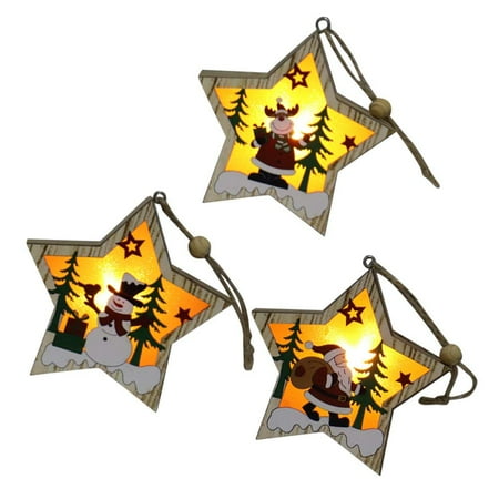 Light Up Dog Christmas Decoration Jorlo Wooden Light Up Christmas Pendants, Luminous Xmas Tree Drop Ornament Holiday Home Lighting for Christmas Party Decoration 3 Packs ()