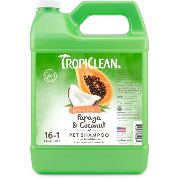 TropiClean Papaya & Coconut Luxury 2in1 Shampoo and Conditioner for