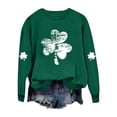 thumbnail image 3 of Ohufall St Patricks Day Shirt Women Crewneck Sweatshirt Shamrock Long Sleeve Shirt Irish Lucky Four Clover Sweater Spring Pullover Tops, 3 of 5