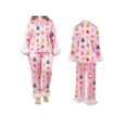thumbnail image 2 of LMLYSoH Women's Plus Size Pajama Sets Fashionable Christmas Tree Printed Long Sleeve Button Down Tops with Pants 2Pcs Soft Sleepwear, 2 of 9