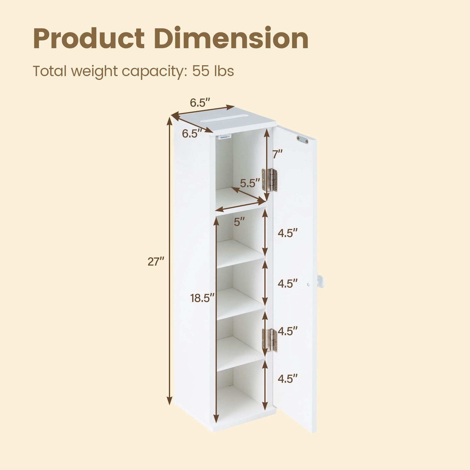 Gymax Small Bathroom Storage Cabinet Corner Floor Cabinet w/ Door & Removable Shelves