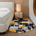thumbnail image 2 of Round Rugs 3 Ft, Burnt Orange Black Geometric Non Slip Area Rugs for Kitchen Bedroom Entryway, Modern Color Block Abstract Washable Carpet Runner Rug Floor Mats for Bedroom Home Decor, 2 of 8