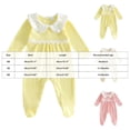 thumbnail image 3 of BOBOGOJP Newborn Baby Girl Fall Winter Clothes Coming Home Outfit Ruffle Romper Cute Ribbed Knit Jumpsuit Headband Beige for Size 0-3 Months, 3 of 4