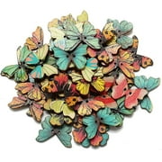 ELENXS Holiday Clearance 50pcs 2 Holes Mixed Butterfly Wooden Button Sewing Scrapbooking DIY Craft
