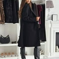 thumbnail image 4 of JUUYY Womens Classic Coat Lapel Collar Open Front Belted Long Jacket Black S, 4 of 9