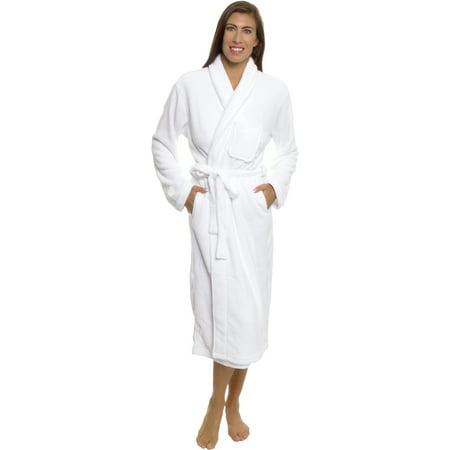 Silver Lilly - Silver Lilly Women White Plush Wrap Kimono Bath Robe ...