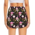 thumbnail image 2 of Lsque Skull Daisy Printed Women's Running Shorts with Liner Pockets,Elastic Quick Dry Workout Athletic Gym Yoga Shorts,Womens High Waist Shorts-Small, 2 of 9