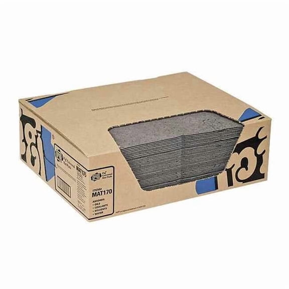 Pig Sorbent Pad, 11 gal, 15 in x 20 in, Universal, Gray, Polypropylene MAT170