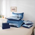 thumbnail image 6 of Manfei Winter Holiday 7-Piece Twin Bedding,Cartoon Xmas Christmas Tree Bedding Comforter Set,Navy Blue Reversible, 6 of 7