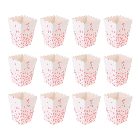 

24pcs Creative Popcorn Boxes Pink Polka Dot Printing Party Treat Box Snack Container Party Supplies for Birthday Wedding