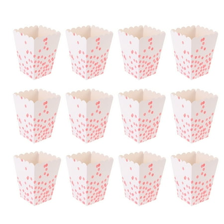 

24pcs Creative Popcorn Boxes Pink Polka Dot Printing Party Treat Box Snack Container Party Supplies for Birthday Wedding