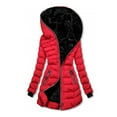 thumbnail image 2 of BiZtdJrK Long Winter Coats for Women Fleece Lined Warm Long Puffer Jacket Solid Thicken Parka Outwear with Hood Sales for Today on Walmart Red L, 2 of 5
