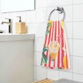 thumbnail image 3 of Yayeee 2 Pack Hand Towels for Bathroom 100% Cotton 16" x 28" Soft Absorbent Kitchen Towel, Red Striped Lemon, 3 of 7