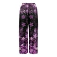thumbnail image 7 of Petite High Waisted Wide Leg Palazzo Pants, Summer Casual Boho Beach Style, Polyester Spandex, Purple 3XL, Size S-3XL, 7 of 7
