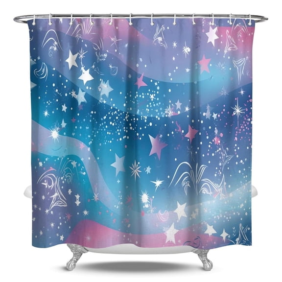 Star Constellation Shower Curtain Space Galaxy Bathroom Decor Waterproof 84x72 Inch Nebula Cosmic Astronaut Design Quick-Dry with Hooks