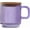 Amethyst Purple, variant on Iridescent Glass Coffee Mug with Lid - Classical Vertical Stripes Glass Cup - for |Latte|||Juice|Water| - Unleaded - Lid - 12.5 Ounces