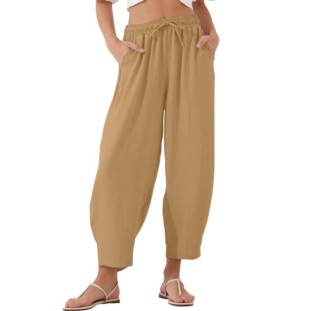 Pantalon Sarouel Décontracté pour Femme à Cordon et Taille Élastique - Polyester, Tailles Plus