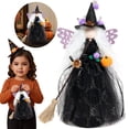 thumbnail image 2 of ABODELINE Halloween Decorations Indoor Collectible Figurines - Black Fabric Witch with Hat and Broom Ornaments Gothic Decor for Halloween Party Decorations 11.8 x 6.3 Inch, 2 of 9