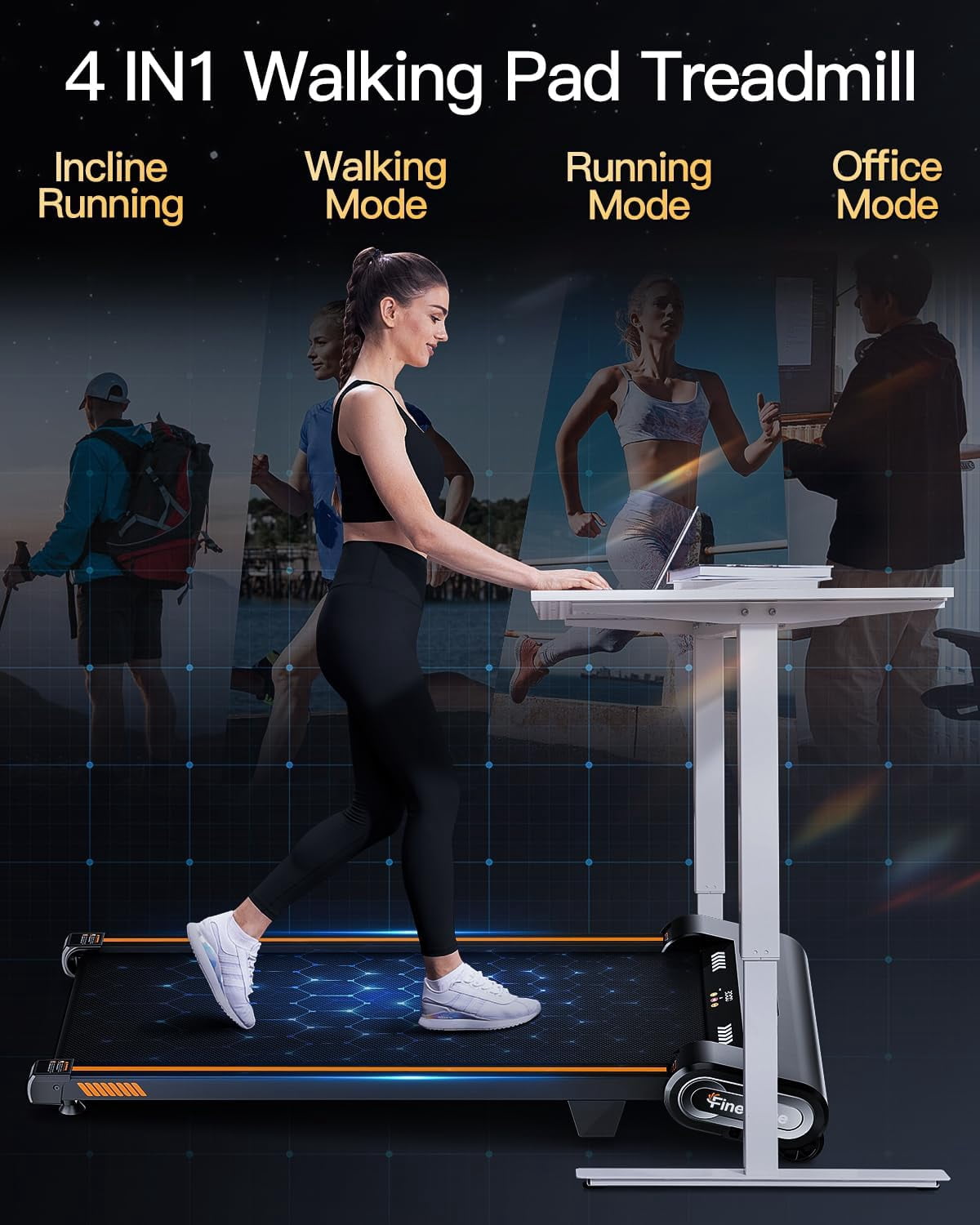 AKLUER 13% Max Auto Incline Walking Pad Treadmill, 6-Level Walking Desk with Remote Control, LED Display, 330Lbs Capacity, for Holiday gift