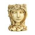 thumbnail image 6 of Luxcidy 12" x 7.9" x 7.5" Round Blue Resin Floral Face Planter with Drainage Hole, 6 of 8