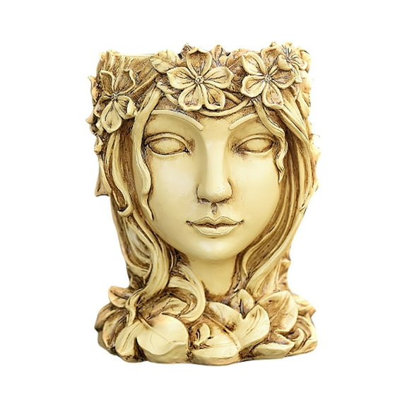 Diceymbol Resin Planter Face Pot Decorative Girl Statue Indoor Outdoor 20x16 Inch