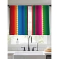 thumbnail image 2 of Mexican Stripes Sheer Curtains 45 Inch Length 2 Panels Set for Living Room/Bedroom, Blue Boho Red Green Orange Art Simple Curtain Sheers Drapes Rod Pocket Curtains Window Treatment Set 52''x45''x2, 2 of 7
