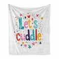 thumbnail image 1 of Lets Cuddle Soft Flannel Fleece Blanket, Colorful Doodle Illustration of Lettering with Swirls Hearts and Funky Motifs, Cozy Plush for Indoor and Outdoor Use, 50" x 70", Multicolor, by Ambesonne, 1 of 6