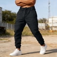 thumbnail image 5 of Mifsaly Jogger Pants for Men Drawstring Elastic Waist Straight Leg Pant with Zipper Pockets Baggy Casual Tapered Trousers Outdoor Street Summer Outfits XL, 5 of 7