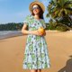 thumbnail image 4 of Balery Cute Floral Frog Vestidos sueltos de manga corta para mujer, vestidos de verano 2025, vestidos casuales de corte A con vuelo., 4 of 6