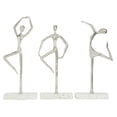 thumbnail image 3 of 17", 16", 18"H Silver Aluminum Dancer Sculpture with Marble Base, by DecMode (3 Count), 3 of 9