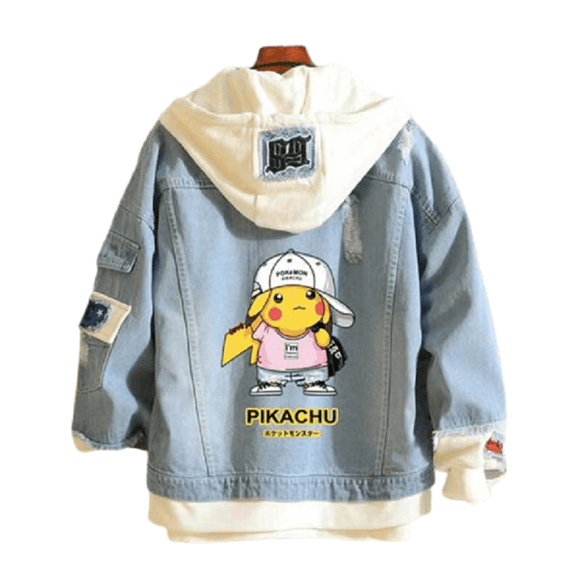 Chaqueta vaquera casual estilo Pikachu atuendo lindo