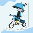 thumbnail image 3 of Qaba 6 in 1 Toddler Tricycle Stroller with Basket, Canopy, Blue, 3 of 8